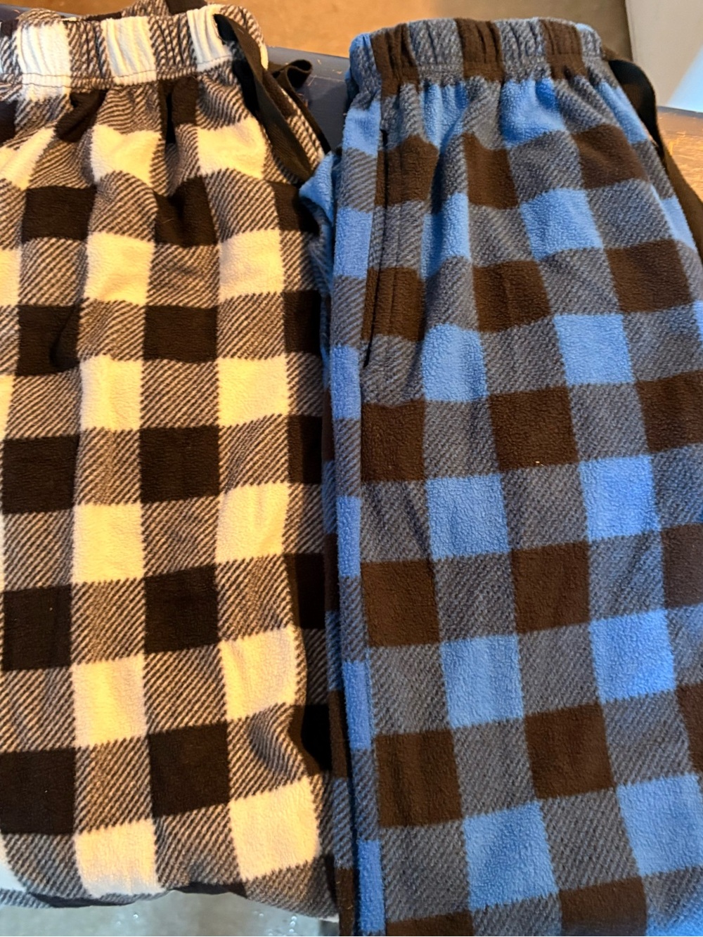 Men's Plaid Fleece Jogger Pants - Black & Blue